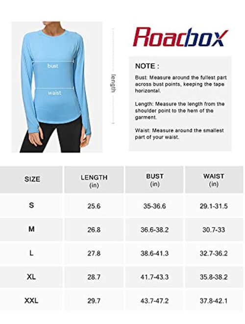 Roadbox Women's Long Sleeve UV Sun Shirts UPF 50+ Workout Swim Rash Guard Tops