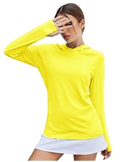 LUYAA Women's UPF 50+ Sun Protection Hoodie Breathable Stretch Hiking Shirts Long Sleeve for Running Outdoor Workout