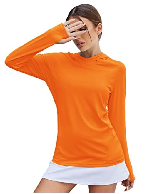 LUYAA Women's UPF 50+ Sun Protection Hoodie Breathable Stretch Hiking Shirts Long Sleeve for Running Outdoor Workout