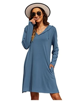 Wildtrest Womens UPF 50+ Cover-Up Dress Beach SPF Sun Protection Long Sleeve Shirts Dress Lightweight Athletic UV Hoodie