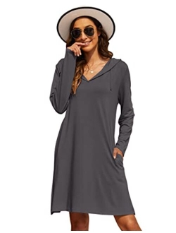 Wildtrest Womens UPF 50+ Cover-Up Dress Beach SPF Sun Protection Long Sleeve Shirts Dress Lightweight Athletic UV Hoodie