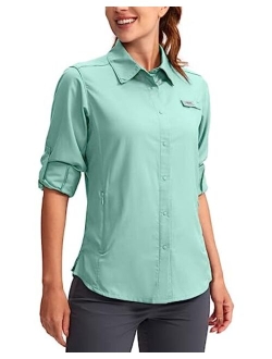 Viodia Womens Sun Protection Fishing Shirt with Zipper Pockets Lightweight SPF Long Sleeve Shirts for Hiking Safari