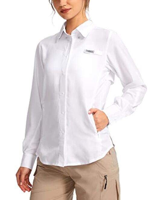 Viodia Womens Sun Protection Fishing Shirt with Zipper Pockets Lightweight SPF Long Sleeve Shirts for Hiking Safari