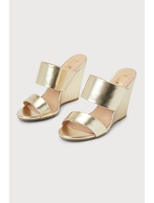 Lulus Biava Gold Wedge Sandals