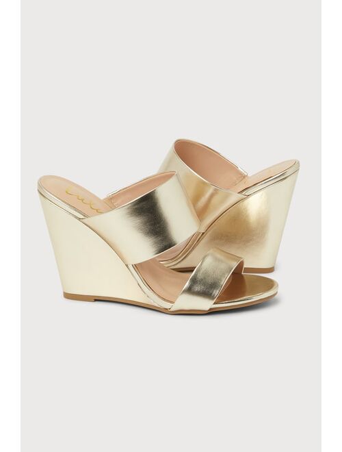 Lulus Biava Gold Wedge Sandals