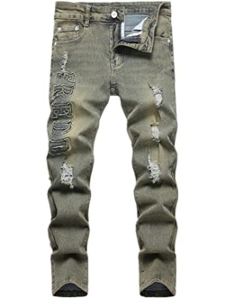 FREDD MARSHALL Boy's Skinny Fit Stretch Tapered Leg Comfy Fashion Kids Denim Jeans Pants