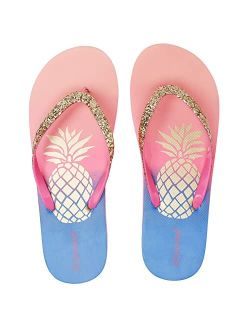 Ataiwee Girl's Flip Flops, Kid's Slip On Thong Sandals with Fruit Printed.