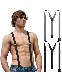 Janmercy 2 Pcs Hidden Suspenders for Men Hiking Suspenders Undergarment Suspenders for Untucked Men Winter Outdoor Hiking Ski Pant