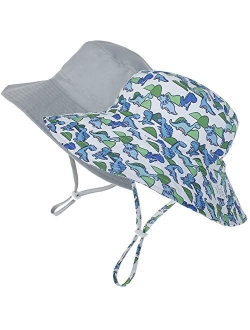 MaxNova Baby Sun Hat Toddler Summer UPF 50+ Baby Girl Bucket Hat Wide Brim Beach Hats for Baby Boys 0-7 Years 2pack