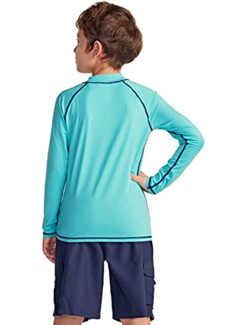 TSLA Boys UPF 50+ Rash Guard Long Sleeve, UV Sun Proctection Water Swim Shirts, Surf Swimwear Swimsuit Top