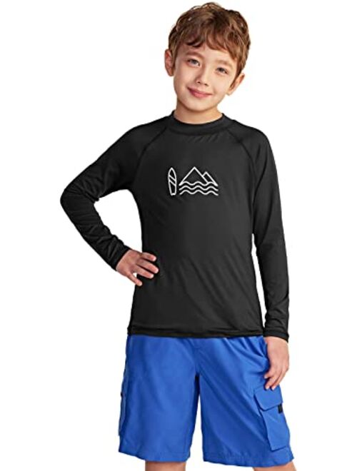 TSLA Boys UPF 50+ Rash Guard Long Sleeve, UV Sun Proctection Water Swim Shirts, Surf Swimwear Swimsuit Top