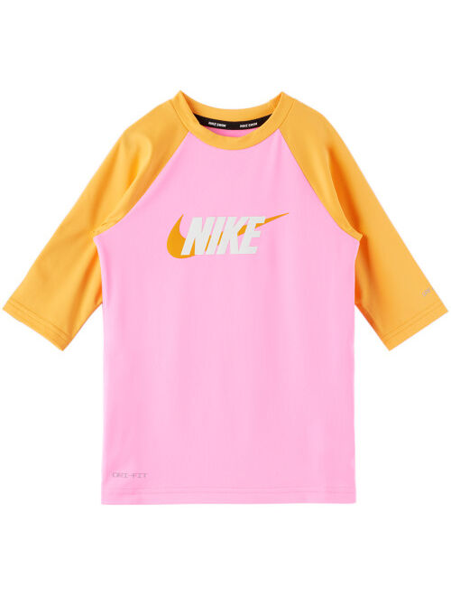 Nike Kids Pink & Orange Hydroguard Big Kids Swim Top