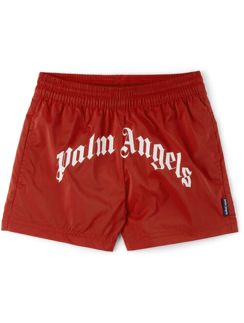 Palm Angels Kids Red Logo Swim Shorts