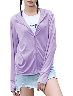 Zando UPF 50+ UV Protection Clothing Zip Up Sun Protection Hoodie Women Lightweight UV Jackets Sun Shirts for Hiking