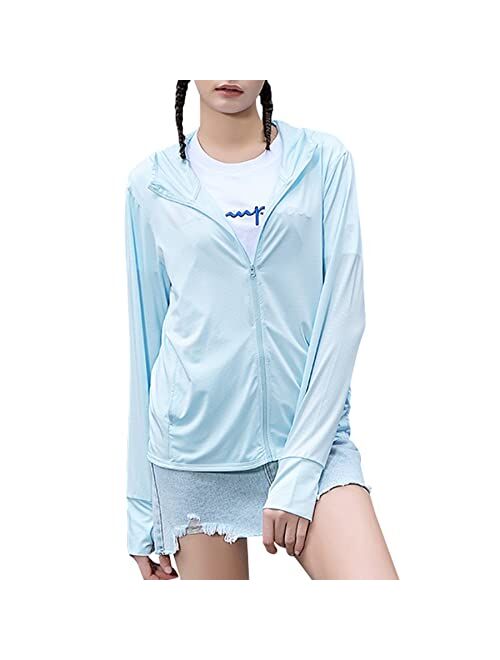 Zando UPF 50+ UV Protection Clothing Zip Up Sun Protection Hoodie Women Lightweight UV Jackets Sun Shirts for Hiking