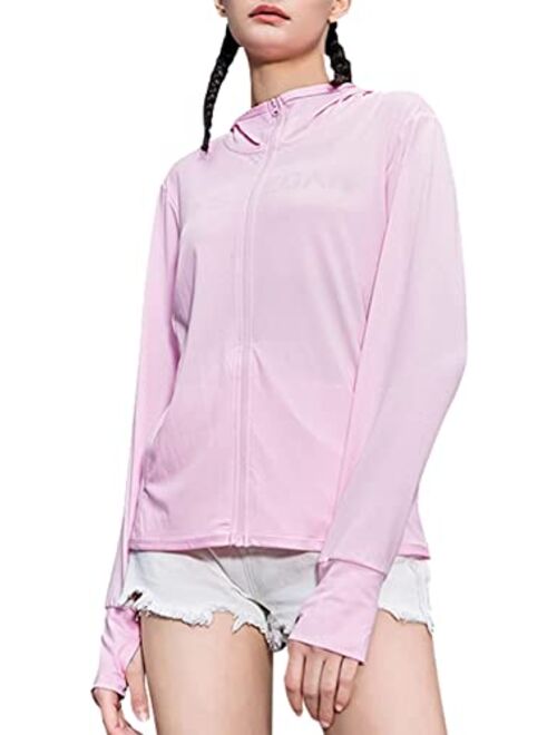 Zando UPF 50+ UV Protection Clothing Zip Up Sun Protection Hoodie Women Lightweight UV Jackets Sun Shirts for Hiking