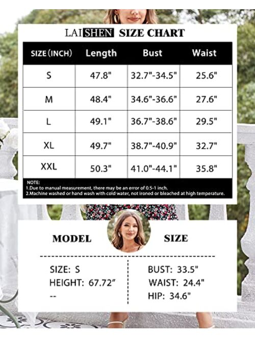 LAISHEN Wide Leg Jumpsuits for Women Casual 2023 Summer Floral Long Rompers Smocked Sleeveless Jumpers with Pockets