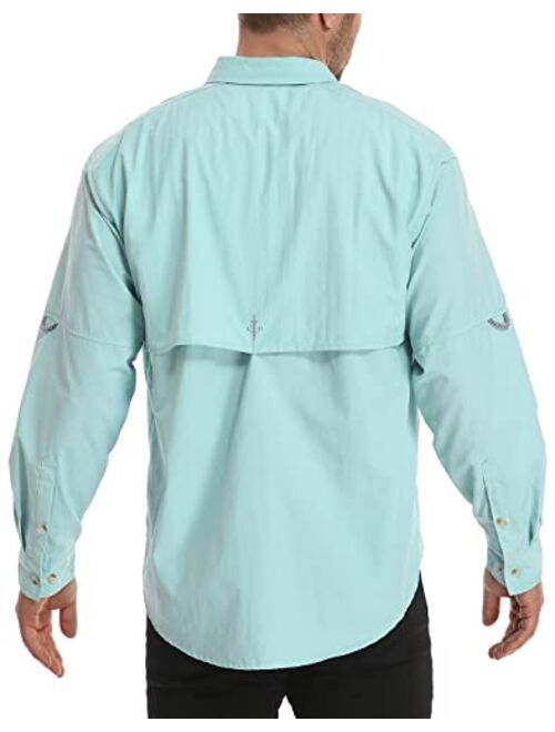 LRD Men's UPF 30 Long Sleeve Fishing Shirts Button Down Sun Protection Shirt