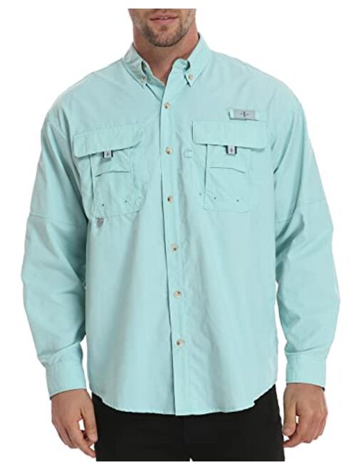 LRD Men's UPF 30 Long Sleeve Fishing Shirts Button Down Sun Protection Shirt