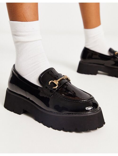 RAID Wide Fit Monster chunky loafers in black patent