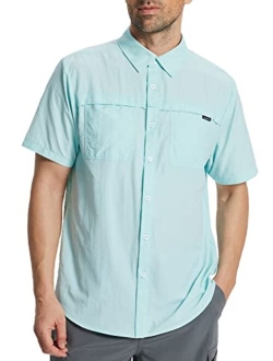 Men's Short Sleeve Shirts UPF 50  Sun Protection Casual Button Down for Fishing Hiking Beach Lightweight Quick Dry