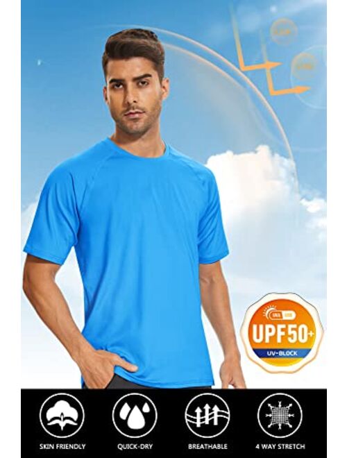 TACVASEN Men's T Shirts Short Sleeve UPF 50+ Rash Guard Sun Shirt UV Protection Breathable Quick-Dry Outdoor Swim T-Shirt