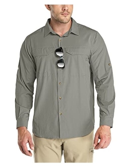 Outdoor Ventures Men's UPF 50+ UV Sun Protection SPF Hiking Shirt Long Sleeve Lightweight Quick Dry for Safari Travel Fishing