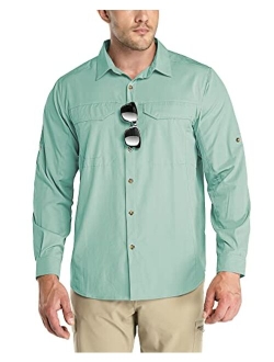 Outdoor Ventures Men's UPF 50+ UV Sun Protection SPF Hiking Shirt Long Sleeve Lightweight Quick Dry for Safari Travel Fishing