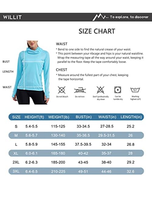 Willit Women's Sun Protection Hoodie UPF 50+ Fishing Hiking Shirt Long Sleeve SPF UV Shirt with Face Mask Lightweight