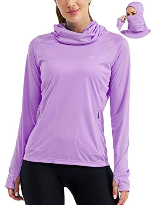 Willit Women's Sun Protection Hoodie UPF 50+ Fishing Hiking Shirt Long Sleeve SPF UV Shirt with Face Mask Lightweight