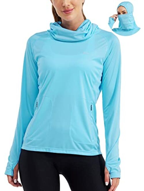 Willit Women's Sun Protection Hoodie UPF 50+ Fishing Hiking Shirt Long Sleeve SPF UV Shirt with Face Mask Lightweight