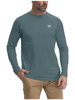 Corna Men's Long Sleeve Crew Neck T-Shirt Moisture Wicking Performance Athletic Shirts UPF 50+