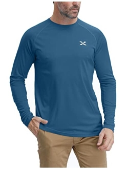 Corna Men's Long Sleeve Crew Neck T-Shirt Moisture Wicking Performance Athletic Shirts UPF 50+