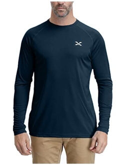 Corna Men's Long Sleeve Crew Neck T-Shirt Moisture Wicking Performance Athletic Shirts UPF 50+