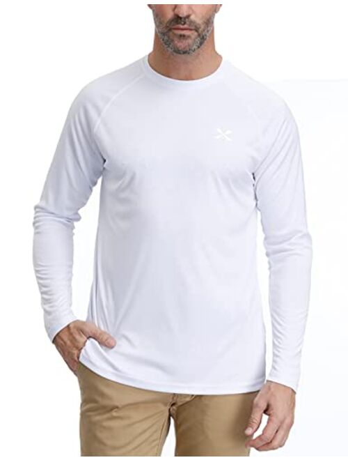 Corna Men's Long Sleeve Crew Neck T-Shirt Moisture Wicking Performance Athletic Shirts UPF 50+