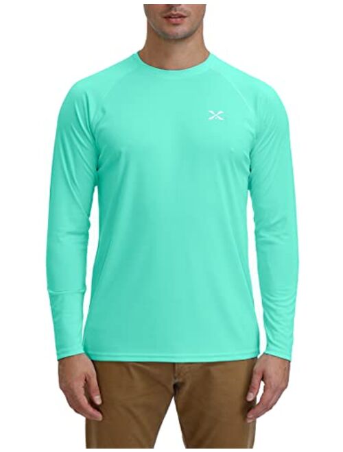 Corna Men's Long Sleeve Crew Neck T-Shirt Moisture Wicking Performance Athletic Shirts UPF 50+