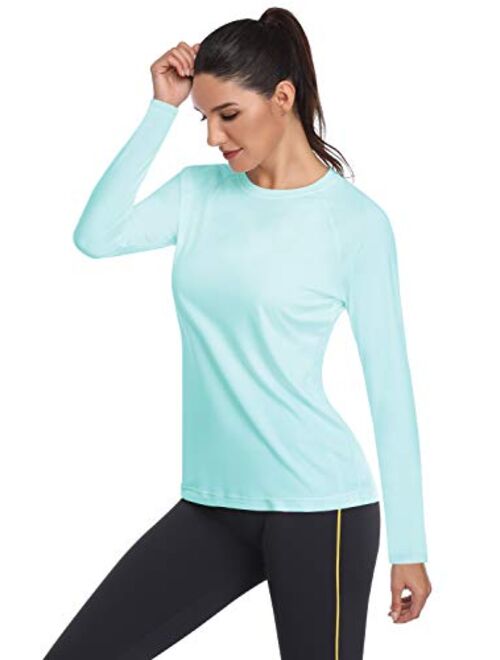 HISKYWIN Women's UPF 50+ Sun Protection Long Sleeve Shirts Outdoor Hiking Fishing Tops