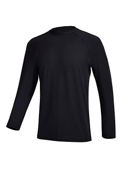 Satankud Men's Long Sleeve Swim Shirts Rashguard UPF 50+ UV Sun Protection Shirt Athletic Workout Running Hiking T-Shirt Swimwear