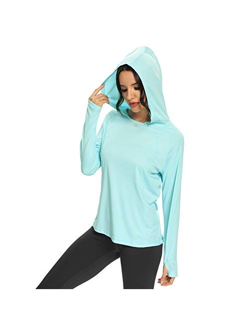 M MAROAUT Women's UPF 50+ UV Sun Protection Hoodie Long Sleeve Hiking Shirts Lightweight Quick Dry Rash Guard Running Fishing