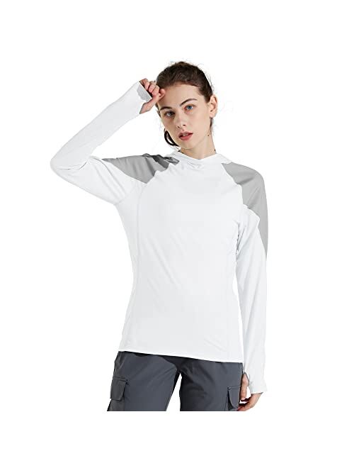 M MAROAUT Women's UPF 50+ UV Sun Protection Hoodie Long Sleeve Hiking Shirts Lightweight Quick Dry Rash Guard Running Fishing