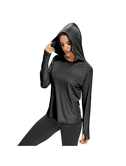 M MAROAUT Women's UPF 50+ UV Sun Protection Hoodie Long Sleeve Hiking Shirts Lightweight Quick Dry Rash Guard Running Fishing