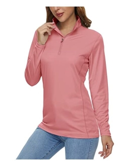 Women's Shirts Long Sleeve 1/4 Zip UPF50  UV Sun Protection Quick Dry Workout Hiking Athletic Shirts Rash Guard