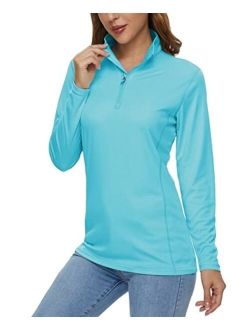 Women's Shirts Long Sleeve 1/4 Zip UPF50  UV Sun Protection Quick Dry Workout Hiking Athletic Shirts Rash Guard