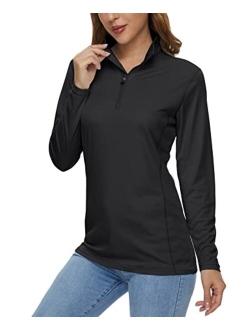 Women's Shirts Long Sleeve 1/4 Zip UPF50  UV Sun Protection Quick Dry Workout Hiking Athletic Shirts Rash Guard