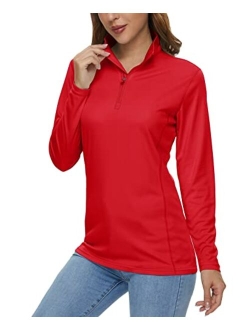 Women's Shirts Long Sleeve 1/4 Zip UPF50  UV Sun Protection Quick Dry Workout Hiking Athletic Shirts Rash Guard