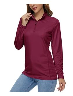 Women's Shirts Long Sleeve 1/4 Zip UPF50  UV Sun Protection Quick Dry Workout Hiking Athletic Shirts Rash Guard