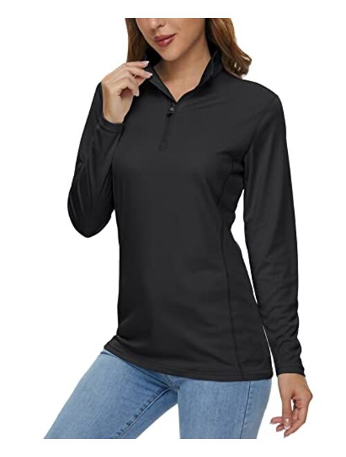 MAGCOMSEN Women's Shirts Long Sleeve 1/4 Zip UPF50+ UV Sun Protection Quick Dry Workout Hiking Athletic Shirts Rash Guard