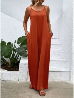 Solid Wide Leg Cami Jumpsuit