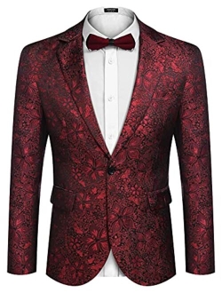 Mens Floral Tuxedo Jackets One Button Stylish Dinner Wedding Party Dress Suit Blazers Jacket