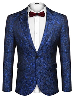 Mens Floral Tuxedo Jackets One Button Stylish Dinner Wedding Party Dress Suit Blazers Jacket